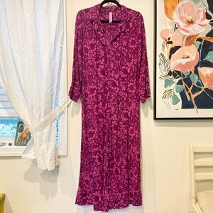 ✦ Anthropologie ✦ Pink Long Sleeve Button Down Sleepwear Onesie ✦ Size Small ✦